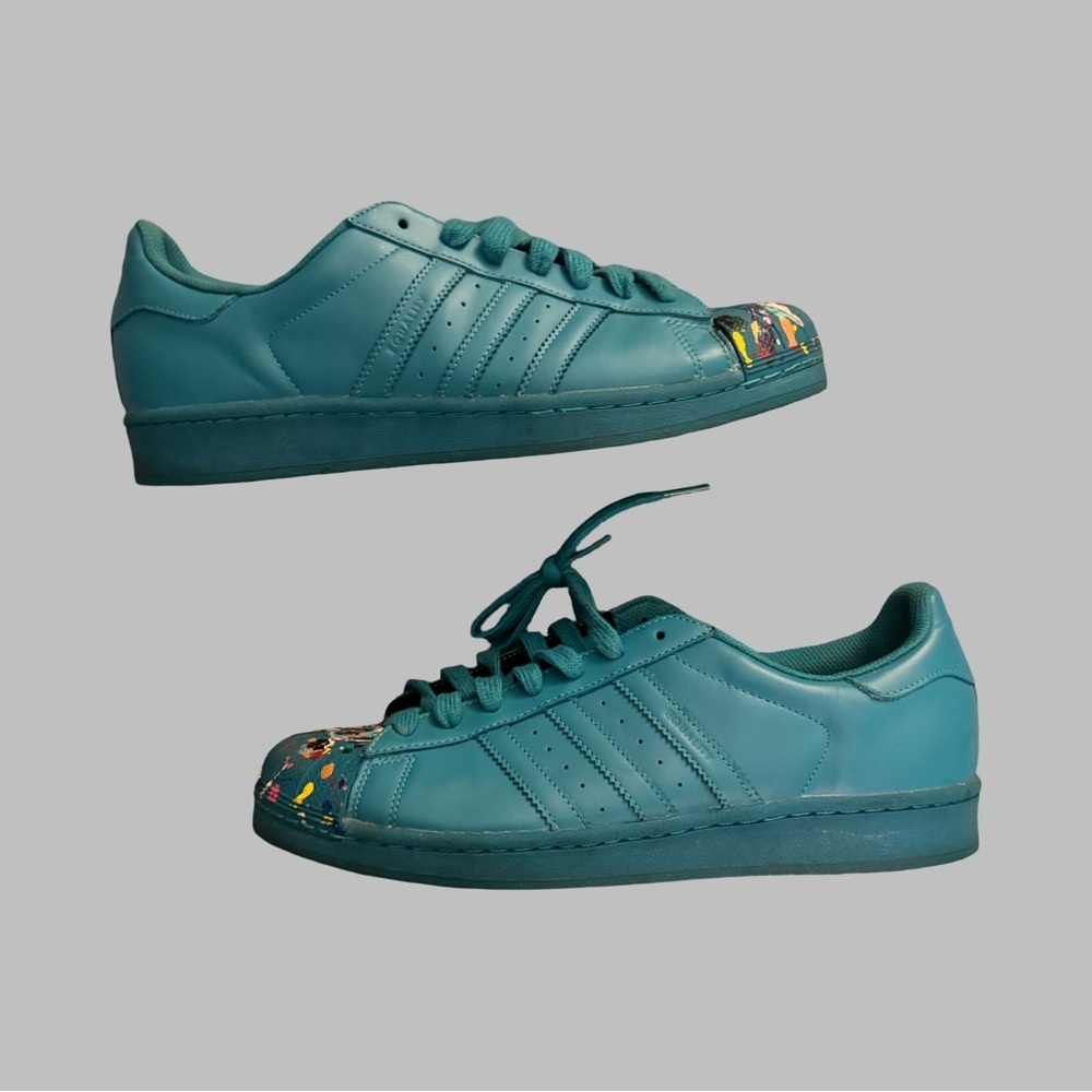 ADIDAS Pharrell Williams Superstar Super J Teal Sneakers Size 10
